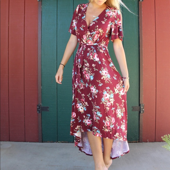 Dresses & Skirts - LAST ONE Bridesmaid Floral High Low Wrap Dress